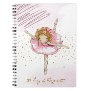 Caderno Espiral Garota Dançando Ballet Diário Rosa Adorável Diário