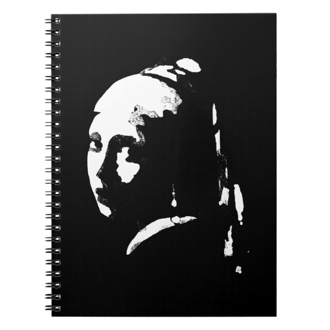 Caderno Espiral Garota de abstrato com brinco de pérolas (Frente)