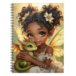 Caderno Espiral Garota de Anime Fada Fofo e Dragão Chibi