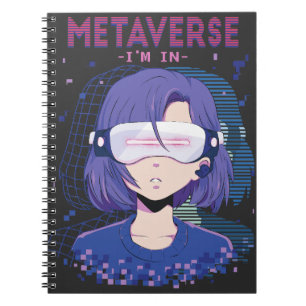Caderno Espiral Garota de anime óculos de realidade virtual cadern