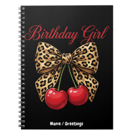 Caderno Espiral Garota de Aniversário Coquete Retrô com Laço de Le