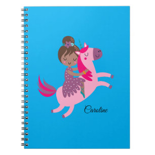 Caderno Espiral Garota de Brunette Caçada no Unicórnio