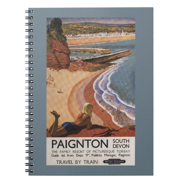 Caderno Espiral Garota dos Caminhos de Ferro Britânicos Olhando po (Frente)