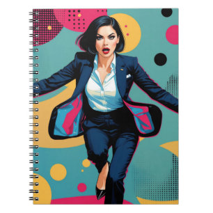 Caderno Espiral Garota Estilosa Cyberpunk Pop Art