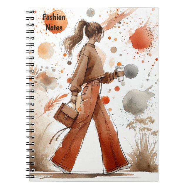 Caderno Espiral Garota Fashion com Jornal de Café (Frente)