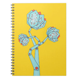 Caderno Espiral Garota Geek Mecânica de Flores de Circuito