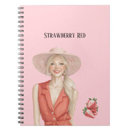 Caderno Espiral Garota Loira Morango Vermelho