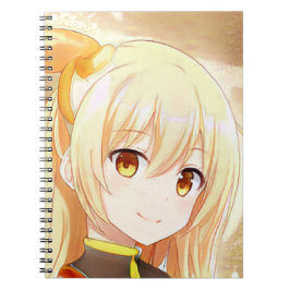 Caderno Espiral Garota loira sorridente com olhos âmbar anime mang