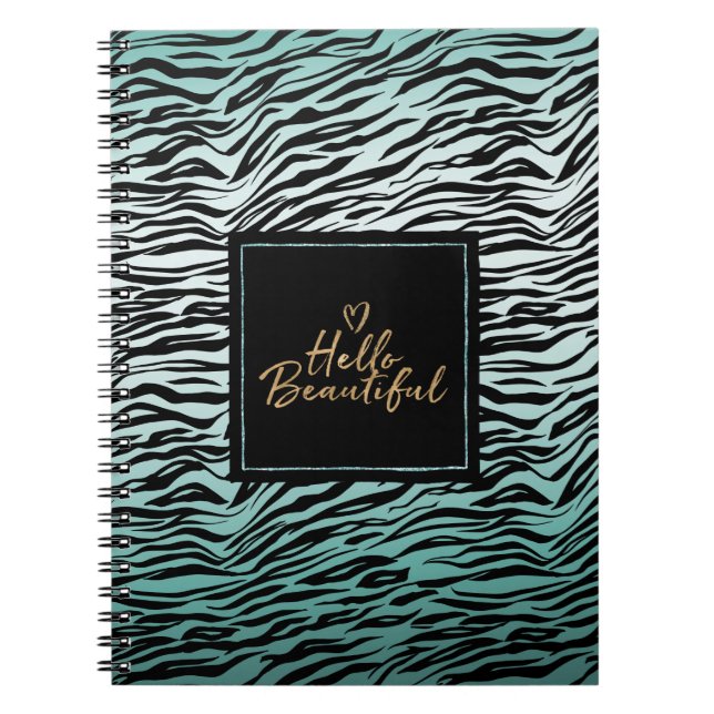 Caderno Espiral Garota Negra Zebra Impressão Ombre Olá Linda (Frente)