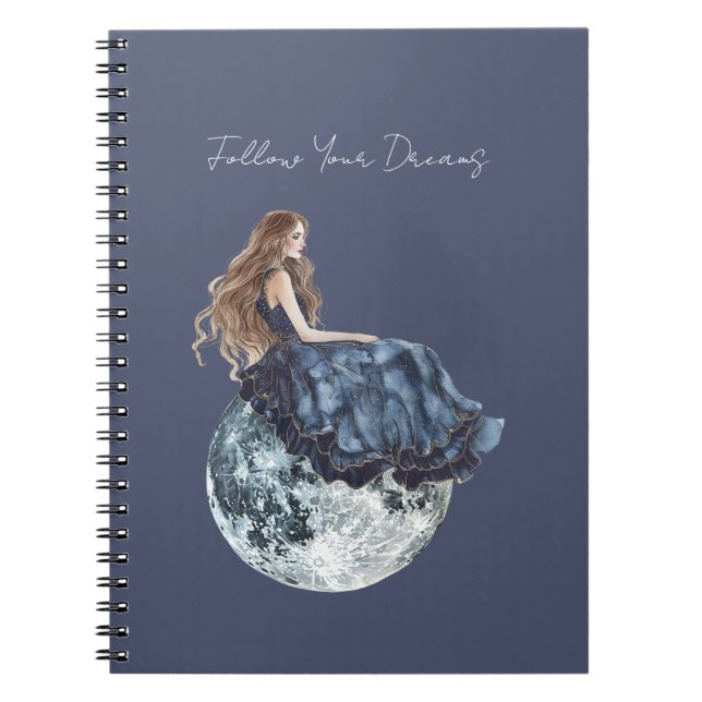 Caderno Espiral Garota no Vestido Azul da Lua (Frente)