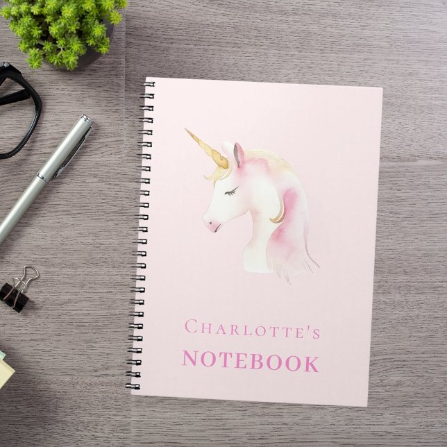 Caderno Espiral Garota rosa Unicorn (Criador carregado)