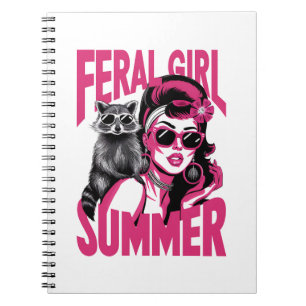 Caderno Espiral Garota Selvagem Vintage Verão Opossum Roupa Guaxin