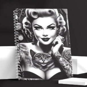 Caderno Espiral Garota Tatuada Alternativa Old School