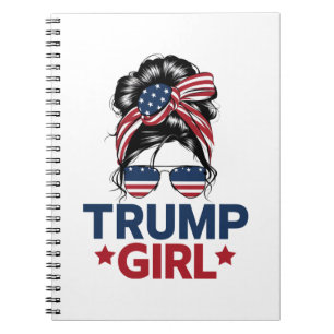 Caderno Espiral Garota Trump Coque Desgrenhado Trump 2024 Eleição 