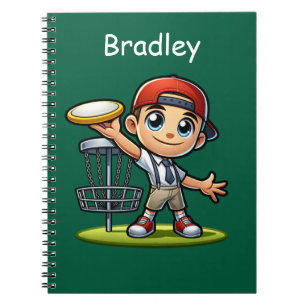 Caderno Espiral Garotinho Bonito Jogando Golfe De Disco Personaliz