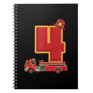 Caderno Espiral Garoto de aniversário de 4 anos oferece bombeiro