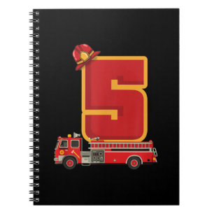 Caderno Espiral Garoto de aniversário de 5 anos oferece bombeiro