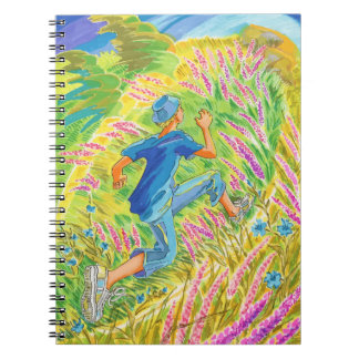 Caderno Espiral Garoto no Campo da Lavanda