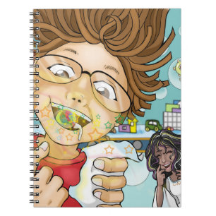 Caderno Espiral Garotos comendo doces, fadas de dentes (pretas), b