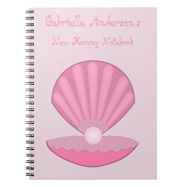 Caderno Espiral Garrafa de ostra rosa e mãezinha rosa (Frente)