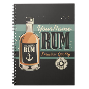 Caderno Espiral Garrafa de Rum Personalizada para Marinheiro Sinal
