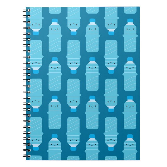 Caderno Espiral Garrafas de água de Kawaii (Frente)