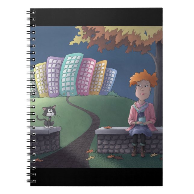 Caderno Espiral Gata no Bloco de Notas (Frente)