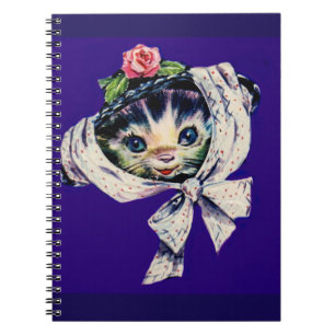 Caderno Espiral gatinho adorável num chapéu de gatinho