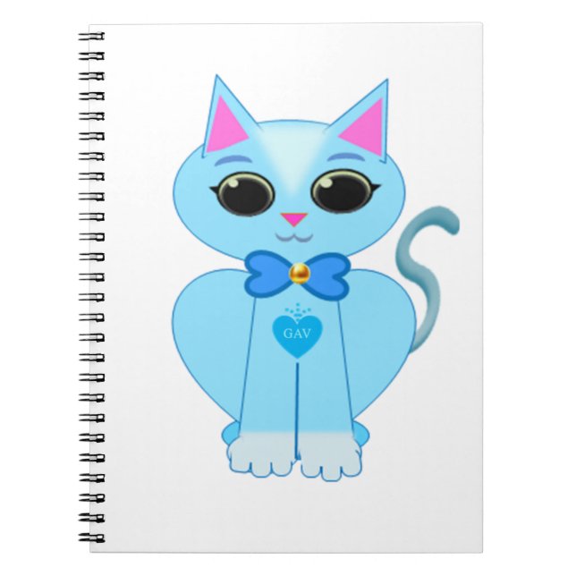 Caderno Espiral gatinho azul-claro e na moda (Frente)