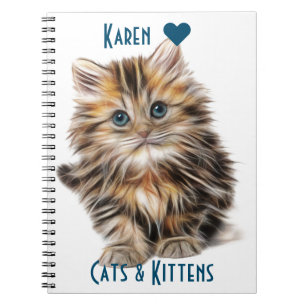 Caderno Espiral Gatinho Bonito Fluffy Com Olhos Azuis