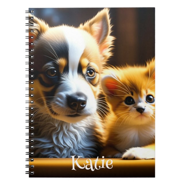 Caderno Espiral Gatinho Cinto e Cupão Personalizados (Frente)