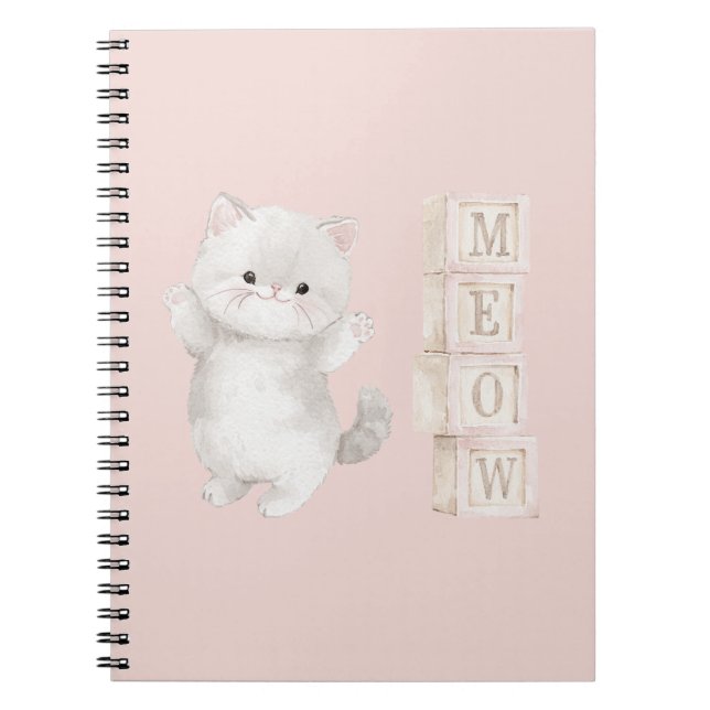 Caderno Espiral Gatinho Cinza Claro Miau (Frente)