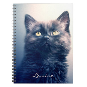 Caderno Espiral Gatinho de Cabelo Longo Preto