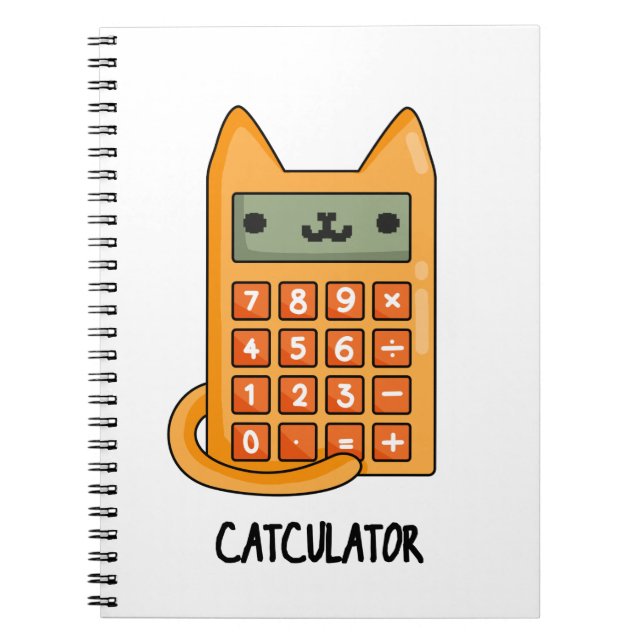 Caderno Espiral Gatinho Engraçado Gatinho Gato Calculador Pun (Frente)