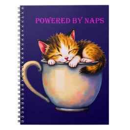 Caderno Espiral Gatinho Engraçado "Powered by Naps"