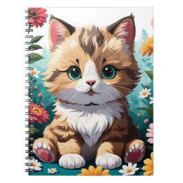 Caderno Espiral Gatinho & Flores