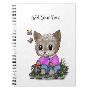 Caderno Espiral Gatinho Fofo e Borboleta