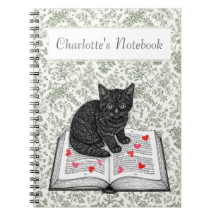 Caderno Espiral Gatinho Gato Negro Bonito com Gótico Whimsical