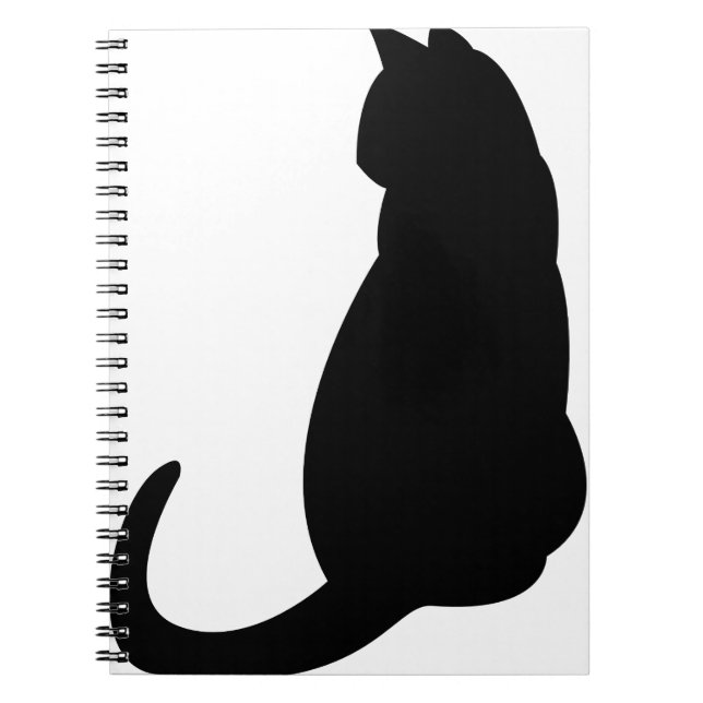 Caderno Espiral Gatinho Gato Sentado Silhute Contorno Preto (Frente)