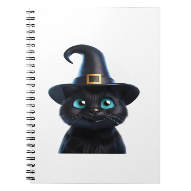 Caderno Espiral Gatinho Místico - Camisa T Clássica de Gato Hallow (Frente)