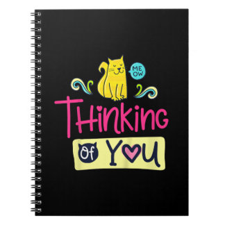 Caderno Espiral Gatinho Pensando Em Você | Presente De Gato De Gat