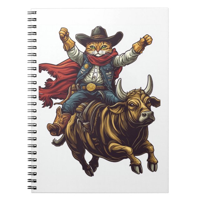 Caderno Espiral Gatinho Yeehaw - Rodeo Cowboy Selvagem de Gato Oci (Frente)