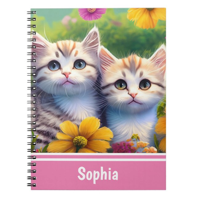 Caderno Espiral Gatinhos em um Nome Personalizado de Cuta-Prado Fl (Frente)