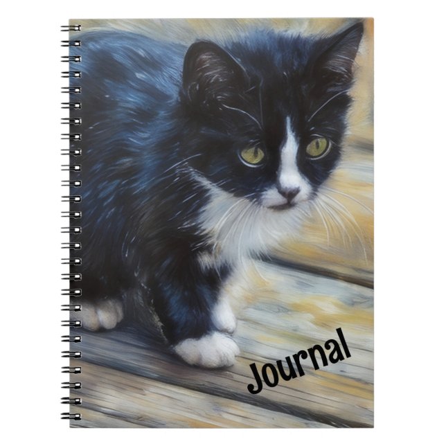 Caderno Espiral Gatinhos Gato Arte Preta e Branca Gatinho Pessoal (Frente)