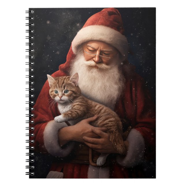 Caderno Espiral Gato Abissino com Natal Festivo do Pai Natal (Frente)