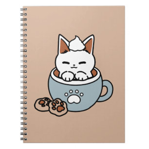 Caderno Espiral Gato Adorável no Design de Férias de Mug - Gato e 