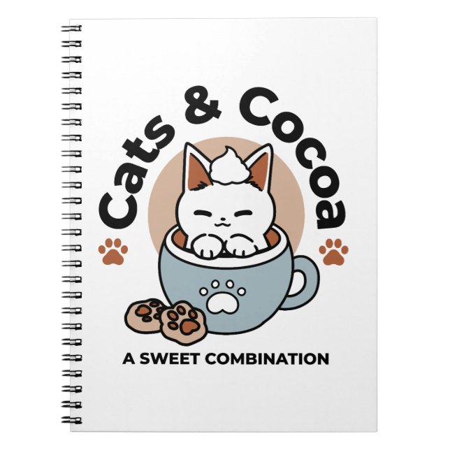 Caderno Espiral Gato Adorável no Design de Férias de Mug - Gato e  (Frente)