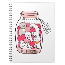 Caderno Espiral Gato Antidepressivo Engraçado Presente no Gato