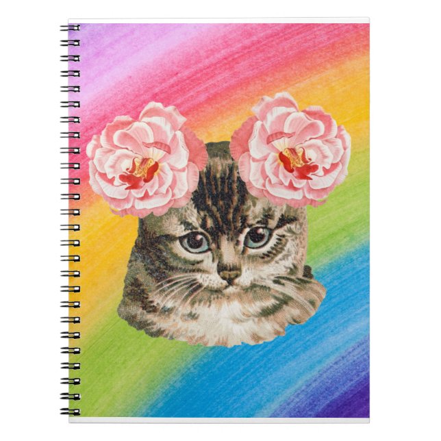 Caderno Espiral Gato arco-íris (Frente)
