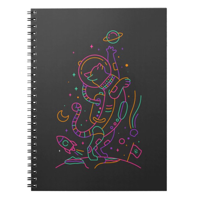 Caderno Espiral Gato Astro Vibrante (Frente)